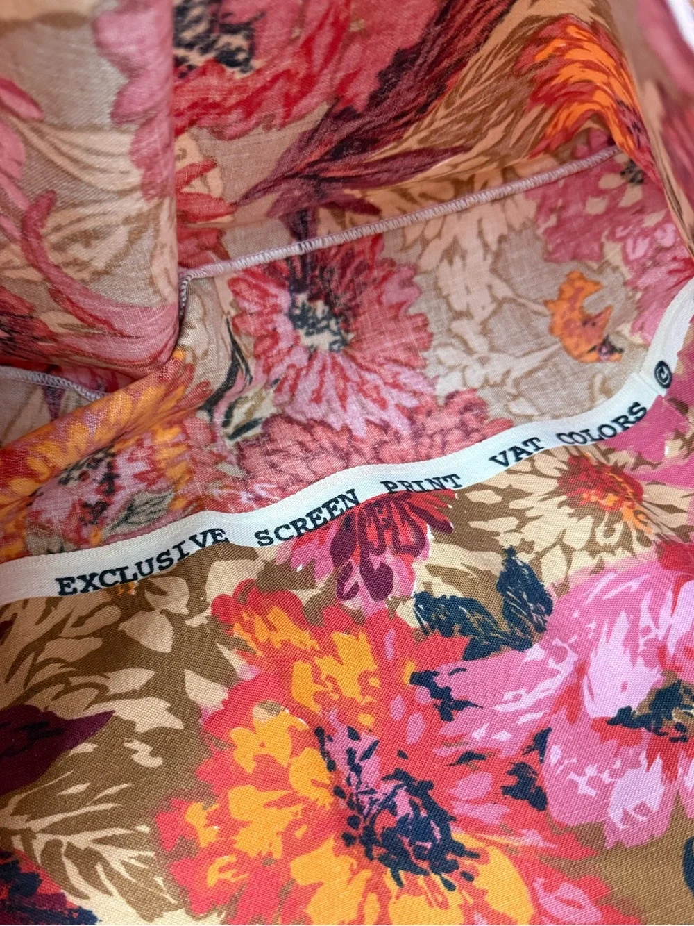 Vintage Mod Floral Linen Pillowcases Set of 2 Pink Orange Brown Retro Standard
